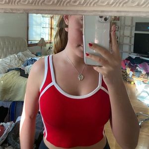 brandy melville rare red & white tank top